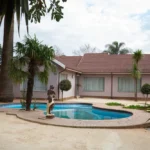 The swimming pool in the courtyard